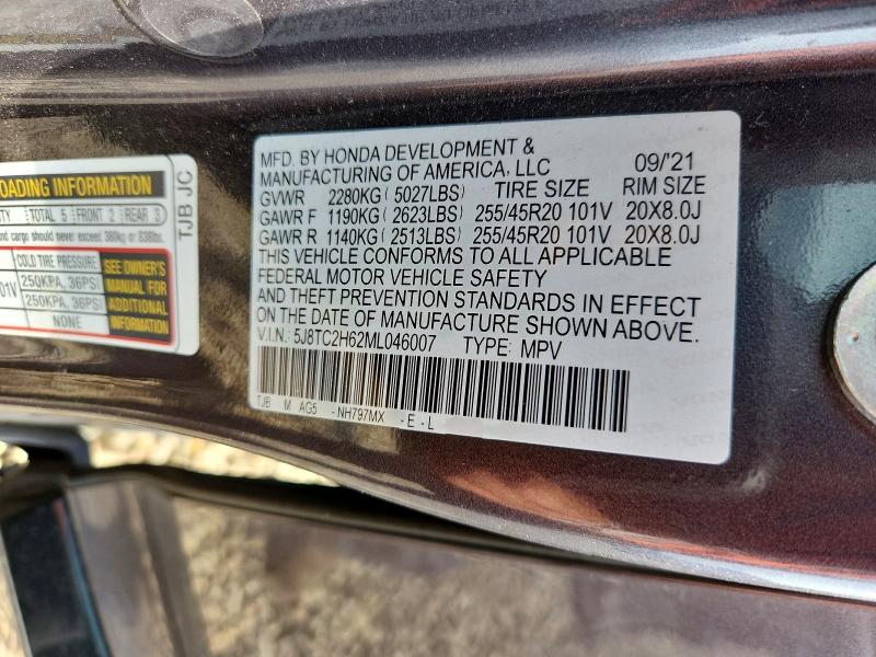 Aukcja sprzedaży 2021 Acura Rdx, vin: 5J8TC2H62ML046007, numer aukcji: 66242336