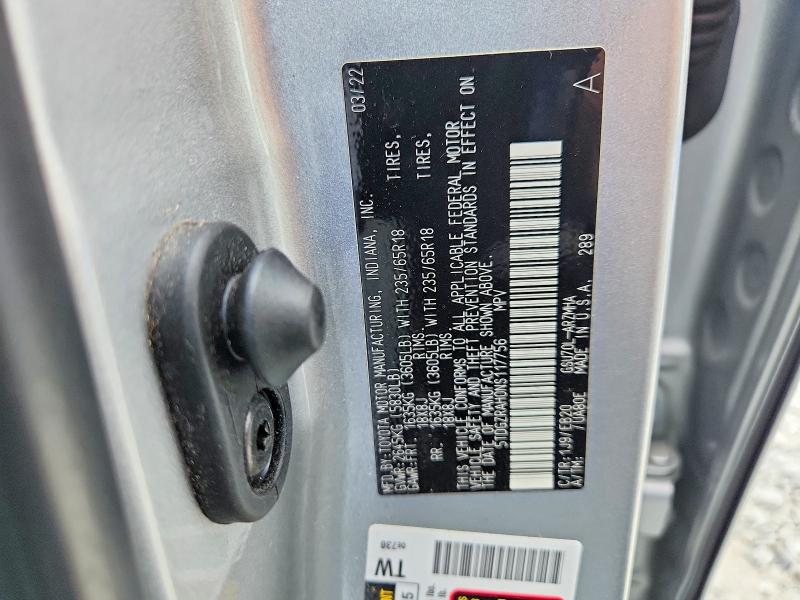Aukcja sprzedaży 2022 Toyota Highlander, vin: 5TDGZRAH0NS117756, numer aukcji: 67363896