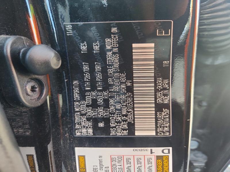 Aukcja sprzedaży 2016 Toyota 4runner, vin: JTEBU5JR1G5398139, numer aukcji: 69105436