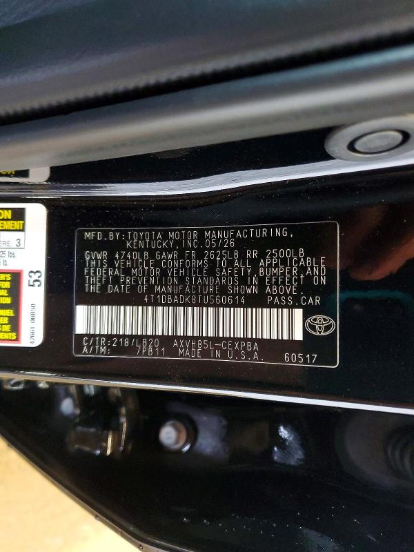 Aukcja sprzedaży 2026 Toyota Camry, vin: 4T1DBADK8TU560614, numer aukcji: 68398126
