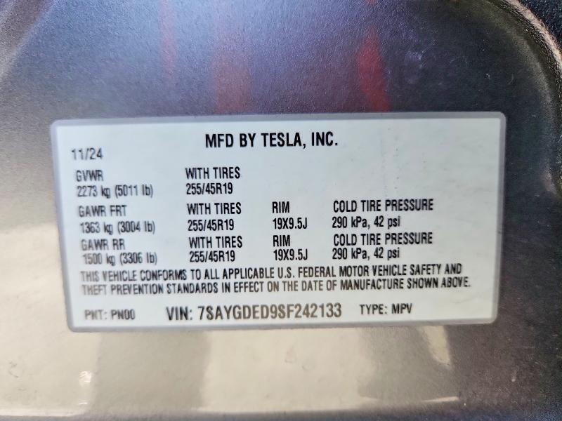 Продаж на аукціоні авто 2025 Tesla Model Y, vin: 7SAYGDED9SF242133, номер лоту: 67918046