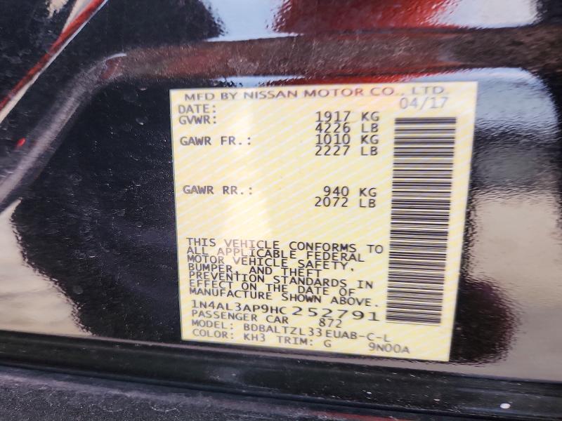 69909026 :رقم المزاد ، 1N4AL3AP9HC252791 vin ، 2017 Nissan Altima مزاد بيع
