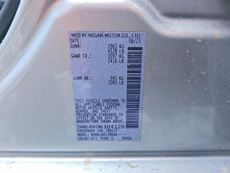2024 Nissan Altima მანქანა იყიდება აუქციონზე, vin: 1N4BL4DV2RN304126, აუქციონის ნომერი: 69641826