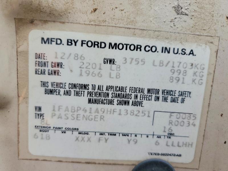 Aukcja sprzedaży 1987 Ford Mustang, vin: 1FABP41A9HF138251, numer aukcji: 70968586