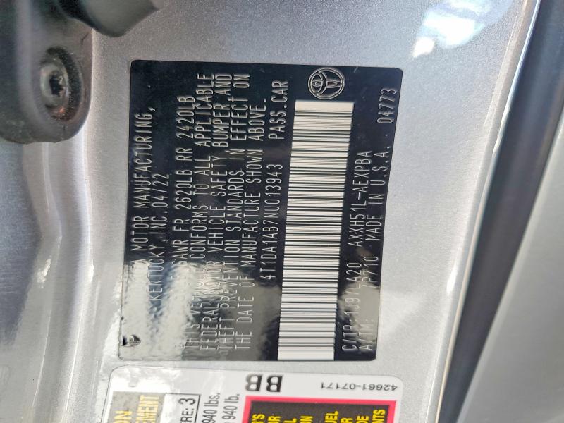 2022 Toyota Avalon მანქანა იყიდება აუქციონზე, vin: 4T1DA1AB7NU013943, აუქციონის ნომერი: 67482786