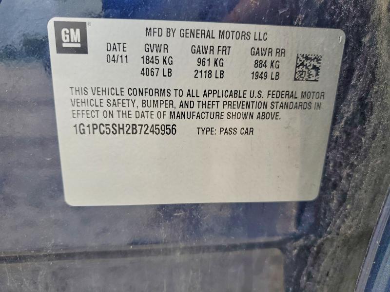 2011 Chevrolet Cruze მანქანა იყიდება აუქციონზე, vin: 1G1PC5SH2B7245956, აუქციონის ნომერი: 70144206