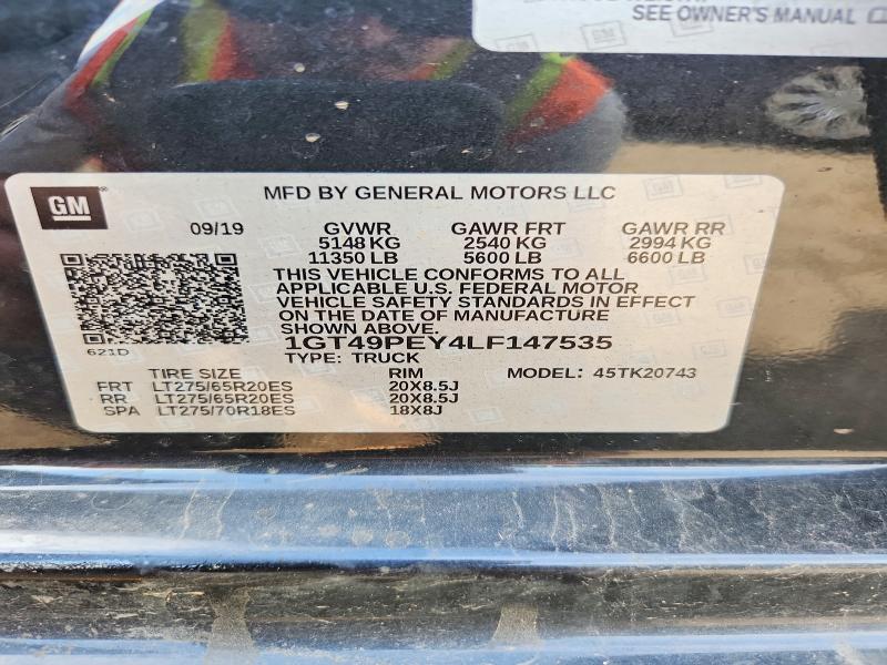 Продаж на аукціоні авто 2020 Gmc Sierra, vin: 1GT49PEY4LF147535, номер лоту: 67903226