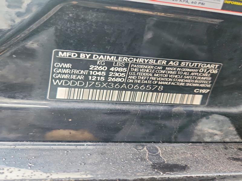2006 Mercedes-benz Cls მანქანა იყიდება აუქციონზე, vin: WDDDJ75X36A066578, აუქციონის ნომერი: 70689396