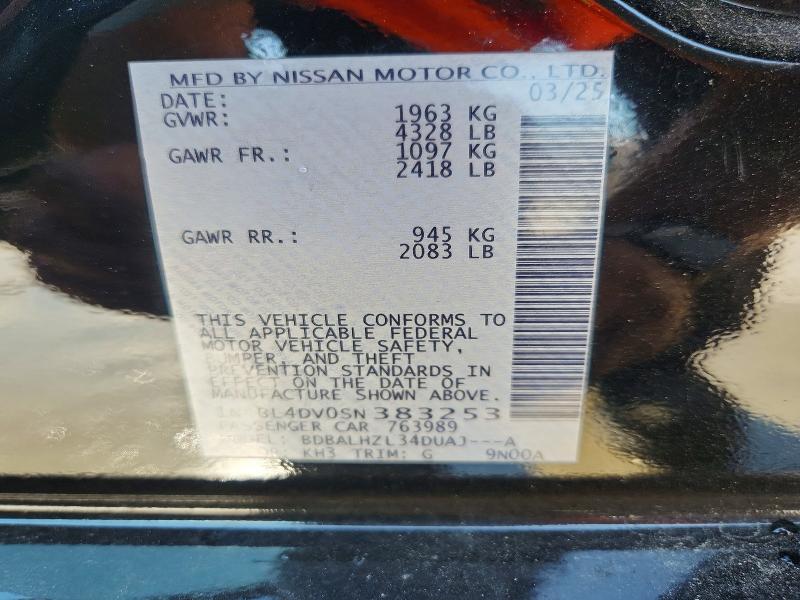 Продаж на аукціоні авто 2025 Nissan Altima, vin: 1N4BL4DV0SN383253, номер лоту: 65815656