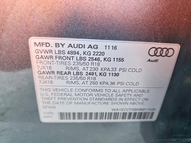 Aukcja sprzedaży 2017 Audi Q3, vin: WA1ECCFS5HR011536, numer aukcji: 68041216