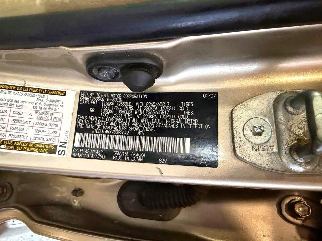 70836926 :رقم المزاد ، JTEBU14RX78092642 vin ، 2007 Toyota 4runner مزاد بيع