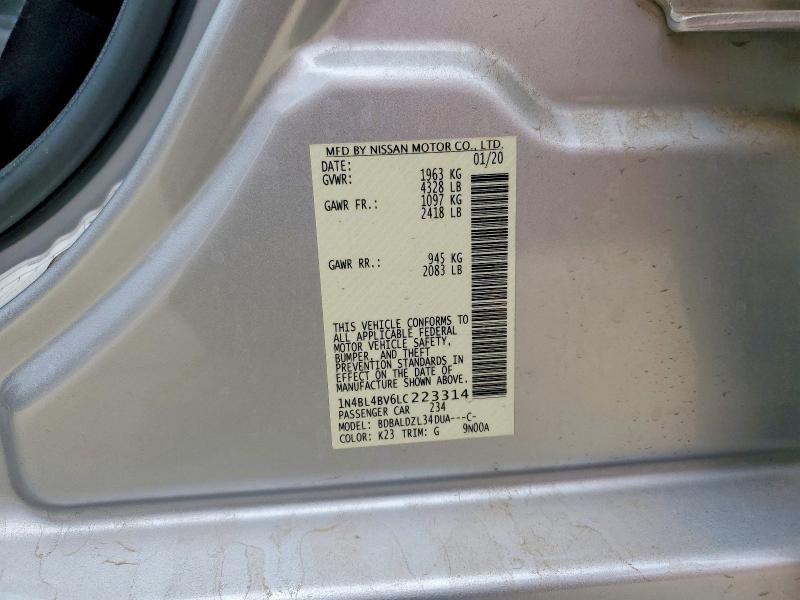 2020 Nissan Altima მანქანა იყიდება აუქციონზე, vin: 1N4BL4BV6LC223314, აუქციონის ნომერი: 69085716