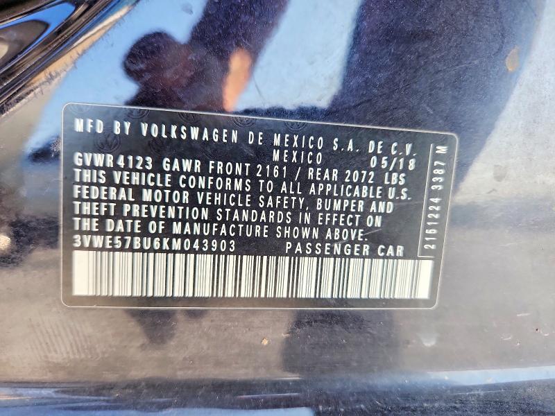 Aukcja sprzedaży 2019 Volkswagen Jetta, vin: 3VWE57BU6KM043903, numer aukcji: 68215196