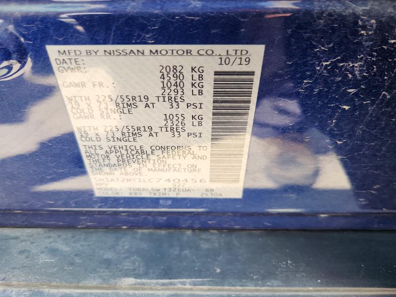 67465086 :رقم المزاد ، 5N1AT2MT1LC740456 vin ، 2020 Nissan Rogue مزاد بيع