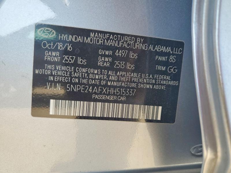 Продажа на аукционе авто 2017 Hyundai Sonata, vin: 5NPE24AFXHH515337, номер лота: 69576386