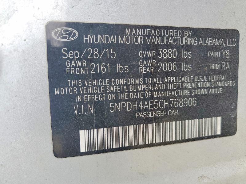 Aukcja sprzedaży 2016 Hyundai Elantra, vin: 5NPDH4AE5GH768906, numer aukcji: 63570116
