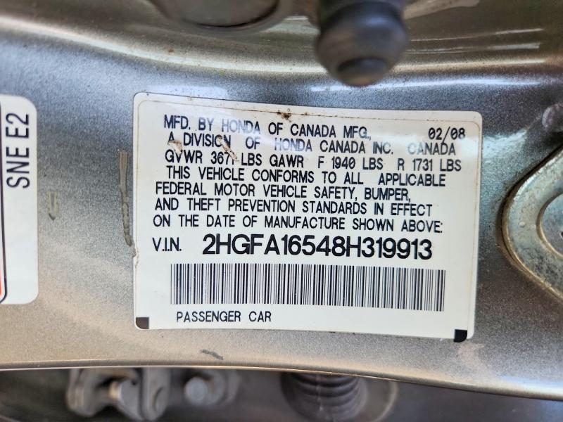 Продажа на аукционе авто 2008 Honda Civic, vin: 2HGFA16548H319913, номер лота: 69310746