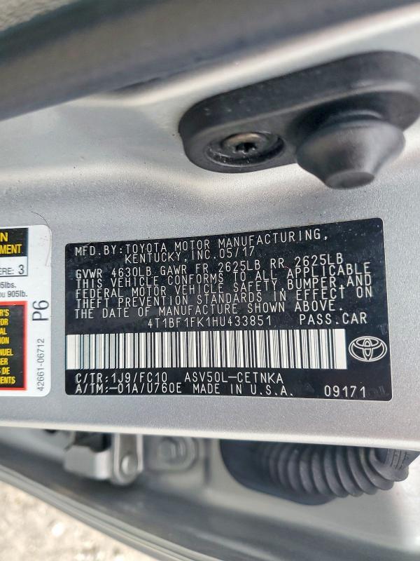 Продажа на аукционе авто 2017 Toyota Camry, vin: 4T1BF1FK1HU433851, номер лота: 67068336