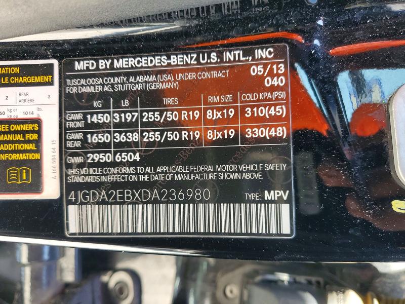 Aukcja sprzedaży 2013 Mercedes-benz Ml, vin: 4JGDA2EBXDA236980, numer aukcji: 70770556