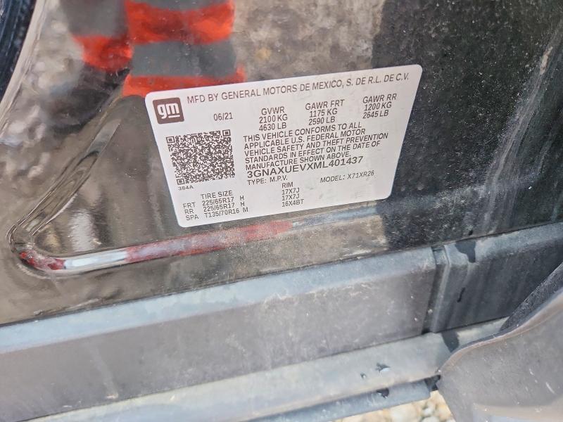 68590926 :رقم المزاد ، 3GNAXUEVXML401437 vin ، 2021 Chevrolet Equinox مزاد بيع
