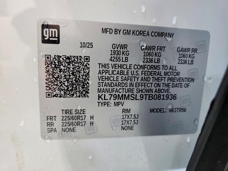 Продаж на аукціоні авто 2026 Chevrolet Trailblazer, vin: KL79MMSL9TB081936, номер лоту: 67308186