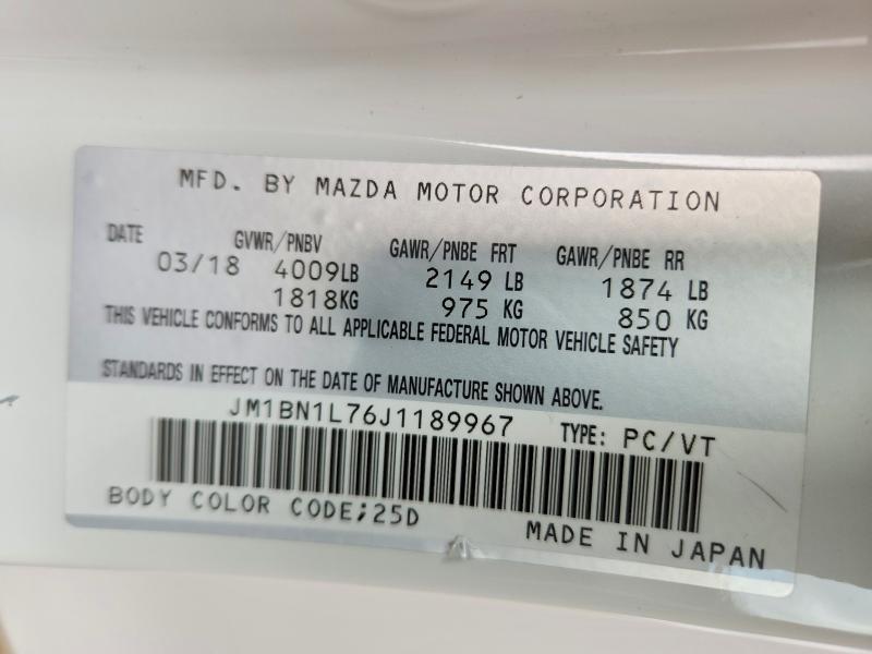 Aukcja sprzedaży 2018 Mazda 3, vin: JM1BN1L76J1189967, numer aukcji: 67752666