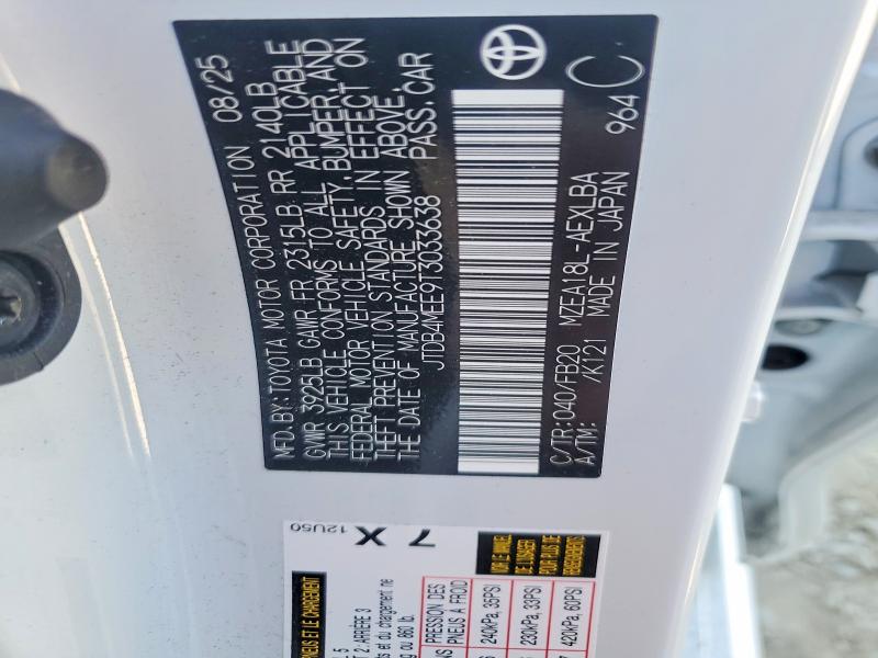 2026 Toyota Corolla მანქანა იყიდება აუქციონზე, vin: JTDB4MEE9T3033638, აუქციონის ნომერი: 67204486