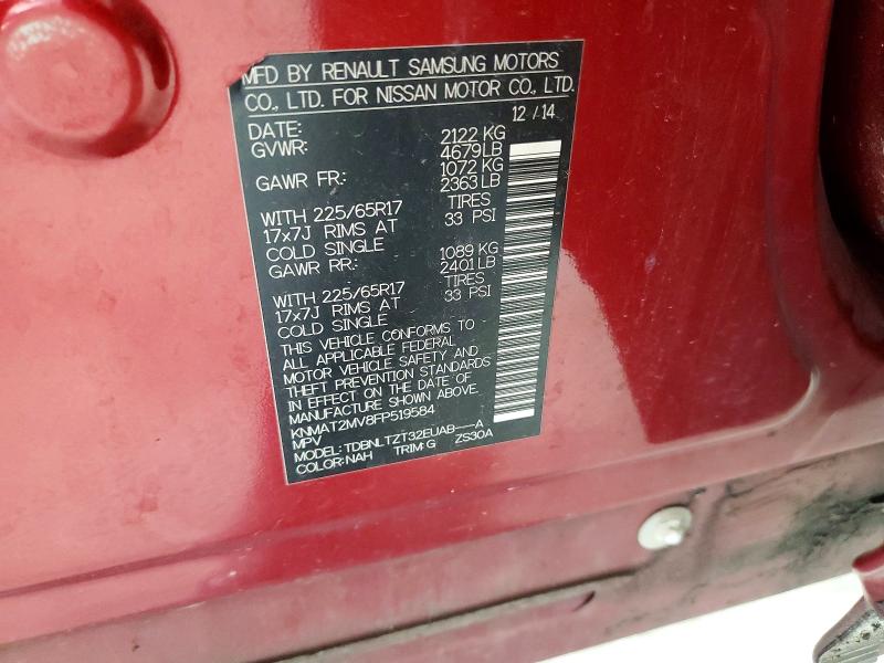 67441076 :رقم المزاد ، KNMAT2MV8FP519584 vin ، 2015 Nissan Rogue مزاد بيع