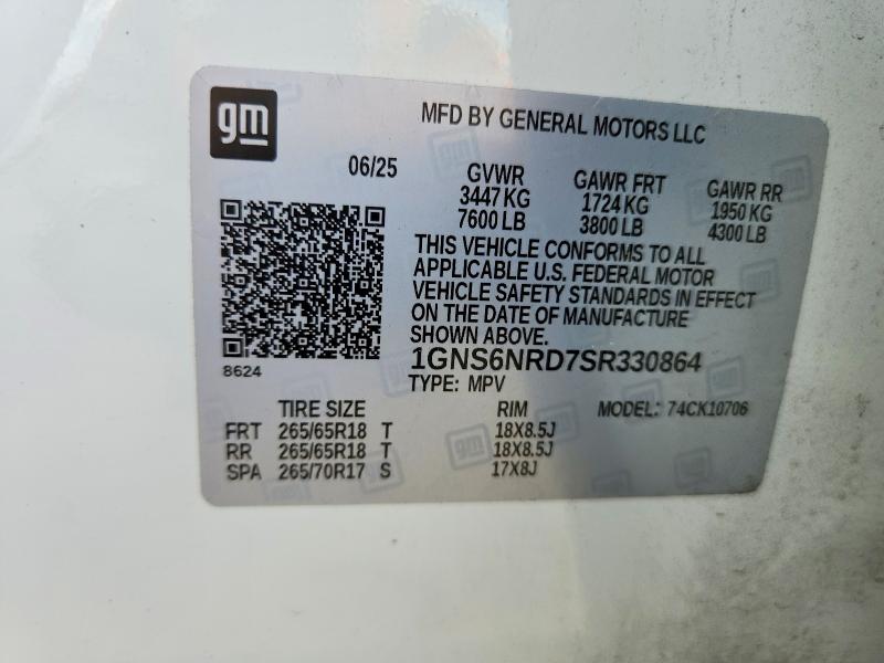 Продажа на аукционе авто 2025 Chevrolet Tahoe, vin: 1GNS6NRD7SR330864, номер лота: 69412866