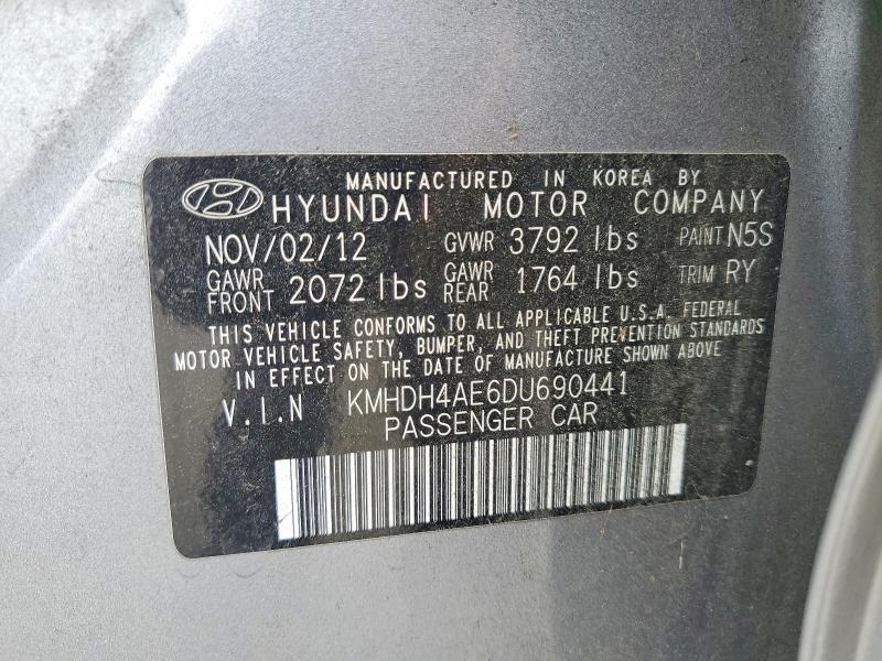 66849966 :رقم المزاد ، KMHDH4AE6DU690441 vin ، 2013 Hyundai Elantra مزاد بيع