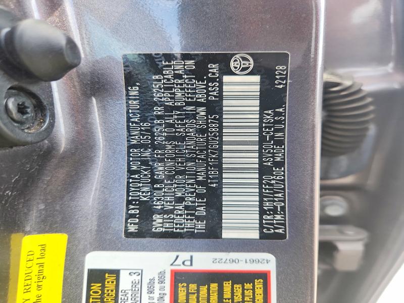 2016 Toyota Camry მანქანა იყიდება აუქციონზე, vin: 4T1BF1FK7GU258875, აუქციონის ნომერი: 69707466