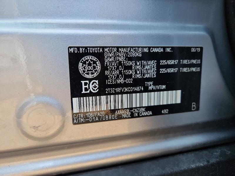 Aukcja sprzedaży 2019 Toyota Rav4, vin: 2T3Z1RFV3KC014874, numer aukcji: 66767886