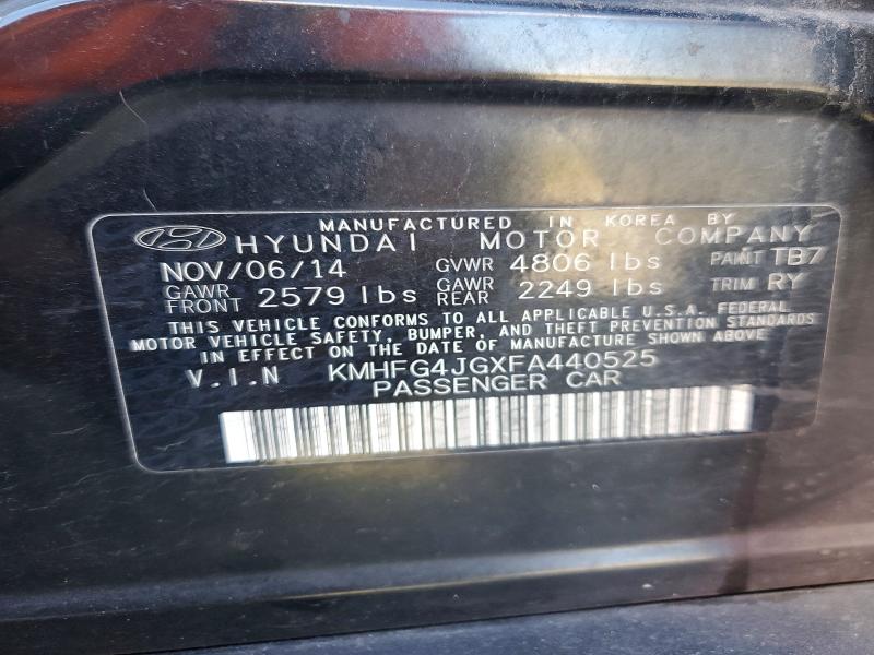 2015 Hyundai Azera მანქანა იყიდება აუქციონზე, vin: KMHFG4JGXFA440525, აუქციონის ნომერი: 68828476