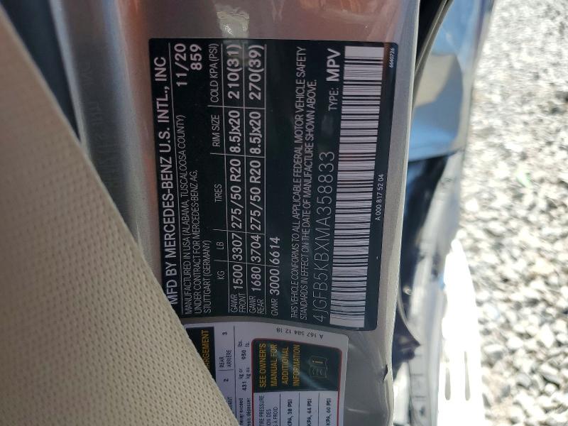 67939046 :رقم المزاد ، 4JGFB5KBXMA358833 vin ، 2021 Mercedes-benz Gle مزاد بيع
