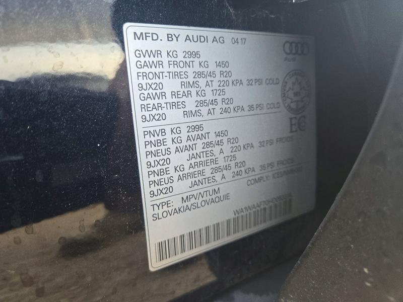 Aukcja sprzedaży 2017 Audi Q7, vin: WA1WAAF70HD053314, numer aukcji: 70240616