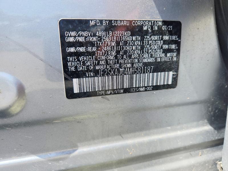 Aukcja sprzedaży 2021 Subaru Forester, vin: JF2SKAJC4MH581187, numer aukcji: 67027366