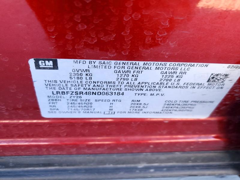 Продажа на аукционе авто 2022 Buick Envision, vin: LRBFZSR48ND063184, номер лота: 71359026