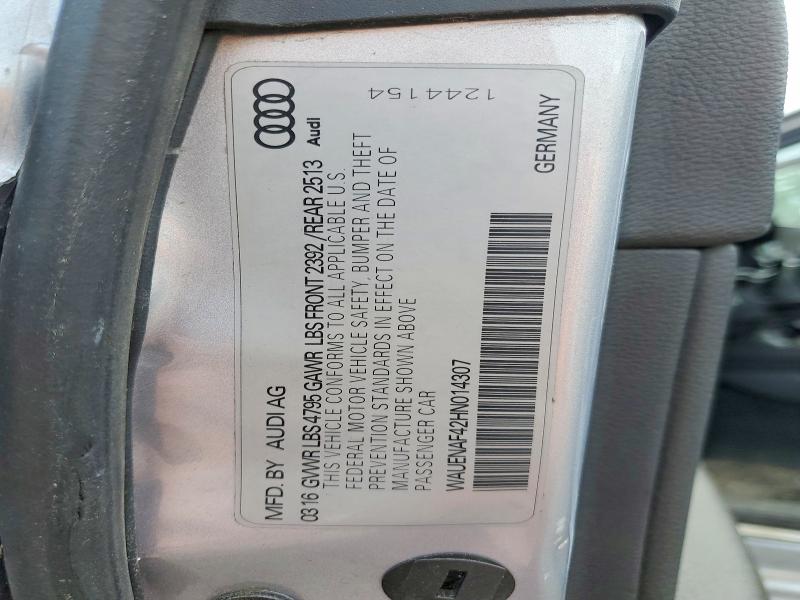67462376 :رقم المزاد ، WAUENAF42HN014307 vin ، 2017 Audi A4 مزاد بيع