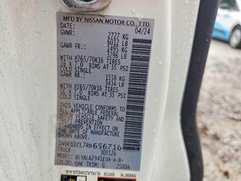 2024 Nissan Frontier მანქანა იყიდება აუქციონზე, vin: 1N6ED1CL7RN656716, აუქციონის ნომერი: 69384686