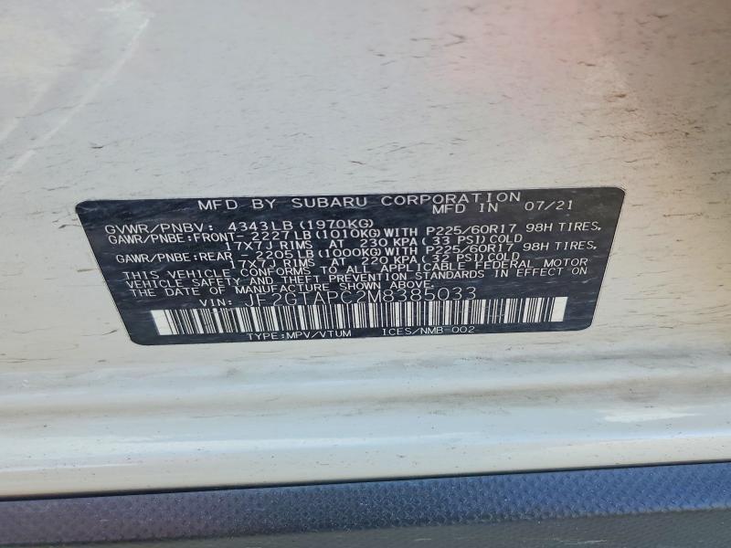 68487846 :رقم المزاد ، JF2GTAPC2M8385033 vin ، 2021 Subaru Crosstrek مزاد بيع