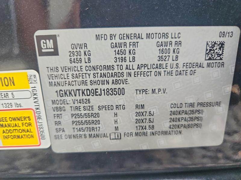 Aukcja sprzedaży 2014 Gmc Acadia, vin: 1GKKVTKD9EJ183500, numer aukcji: 68086526