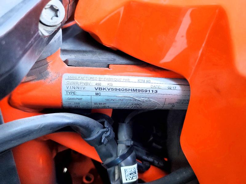Aukcja sprzedaży 2017 Ktm 1290, vin: VBKV59405HM959113, numer aukcji: 67104746