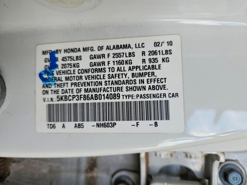 Продажа на аукционе авто 2010 Honda Accord, vin: 5KBCP3F86AB014089, номер лота: 65821256