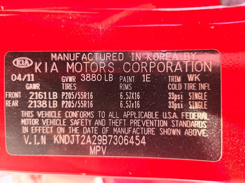 69096536 :رقم المزاد ، KNDJT2A29B7306454 vin ، 2011 Kia Soul مزاد بيع