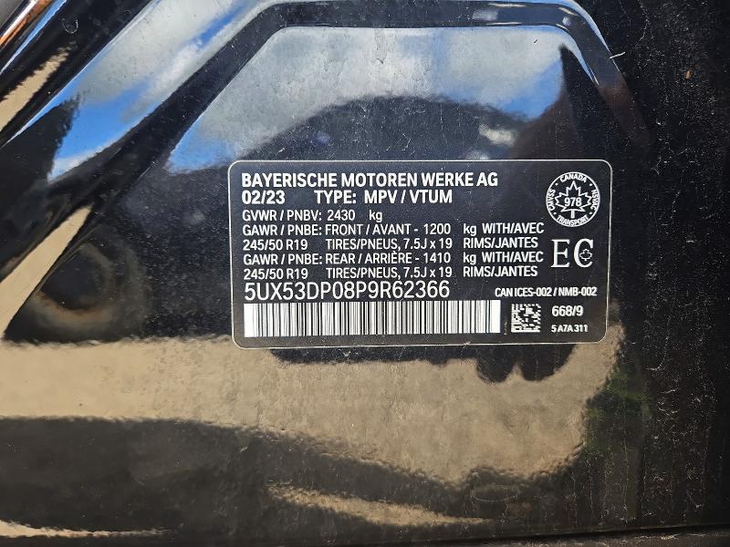 68371286 :رقم المزاد ، 5UX53DP08P9R62366 vin ، 2023 Bmw X3 مزاد بيع