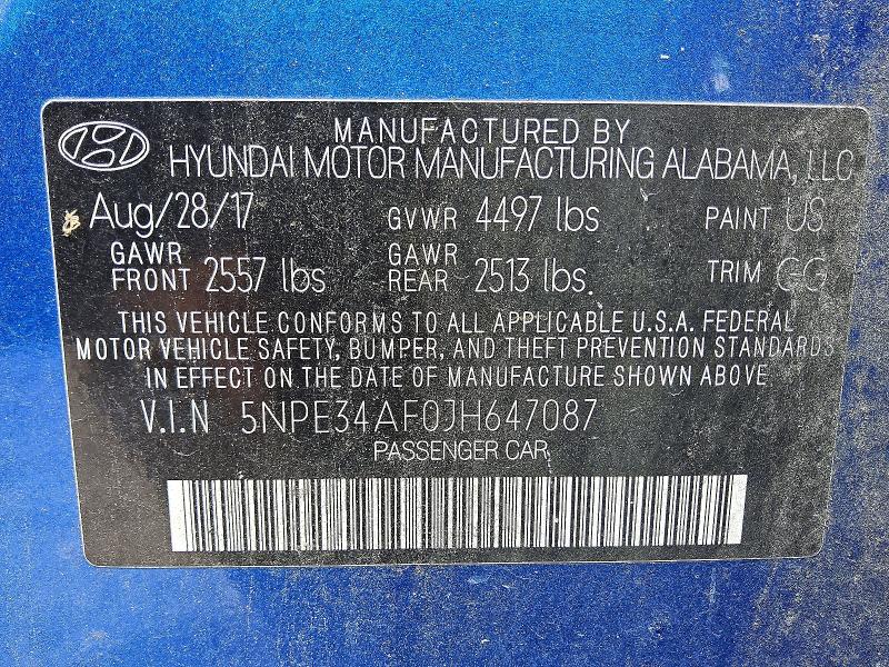 Продаж на аукціоні авто 2018 Hyundai Sonata, vin: 5NPE34AF0JH647087, номер лоту: 68133256
