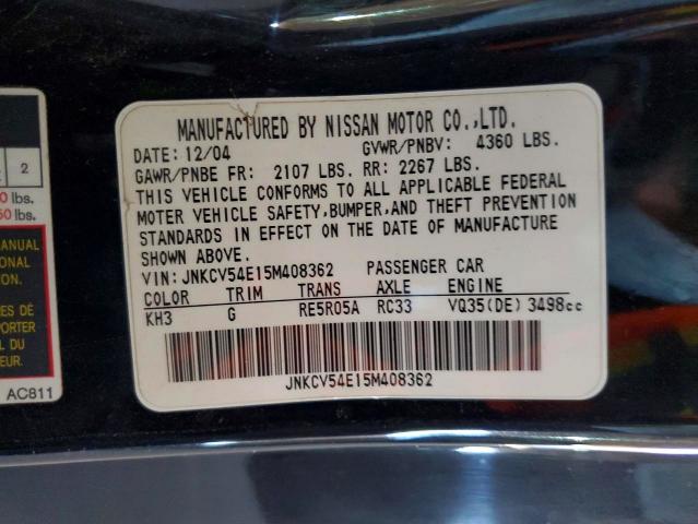 2005 Infiniti G35 მანქანა იყიდება აუქციონზე, vin: JNKCV54E15M408362, აუქციონის ნომერი: 68878966