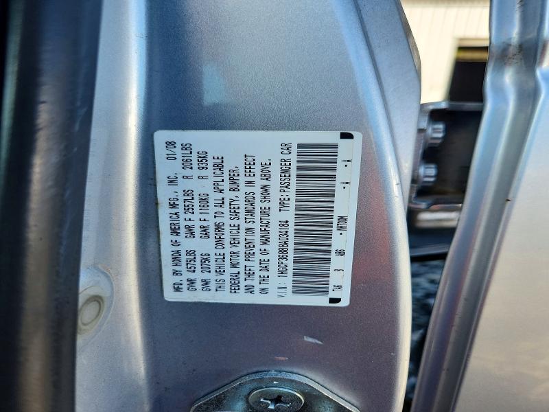 2008 Honda Accord მანქანა იყიდება აუქციონზე, vin: 1HGCP36888A034184, აუქციონის ნომერი: 65106116