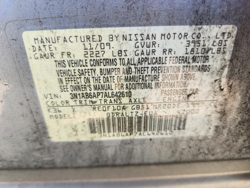 Aukcja sprzedaży 2010 Nissan Sentra, vin: 3N1AB6AP7AL642610, numer aukcji: 67522666