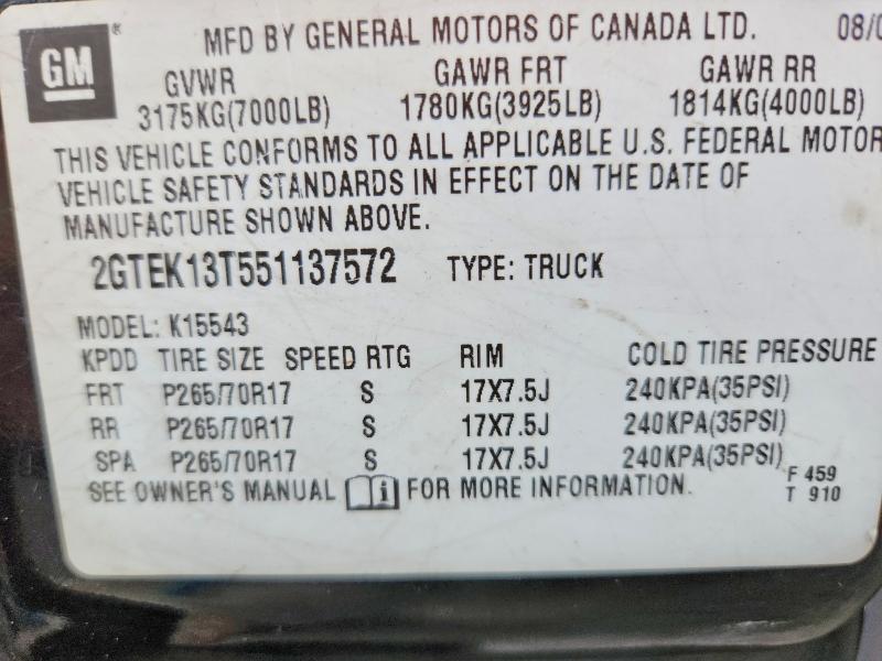 Aukcja sprzedaży 2005 Gmc New Sierra, vin: 2GTEK13T551137572, numer aukcji: 69604066